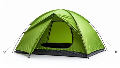 green tent on white background