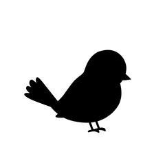 Black silhouette of a small bird standing in side view. Perfect for logos, icons, nature symbols, wildlife conservation, or minimalist graphic design projects