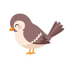 Cute cartoon bird standing in side view with a friendly smile. Ideal for children’s content, educational materials, animal-themed design, or kids' illustration projects