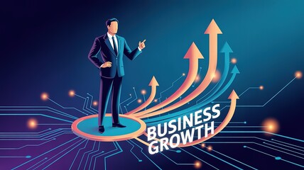 business man with arrow on abstract background