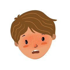 Cartoon illustration of a boy with a surprised expression