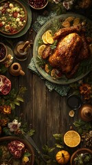 Festive dinner spread featuring roasted chicken and fresh seasonal ingredients for a joyous gathering