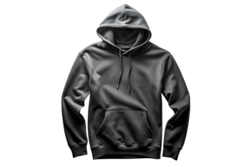 Blank Black Hoodie Mockup Template on Transparent Background