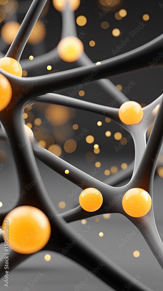 Aufkleber a stunning view reveals a complex network of glowing spheres and particles, creating an organic frac