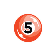 5 Ball Vector Illustration. Classic Billiards Icon for Games, Logos, and Design Projects