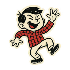 Fototapeta premium PNG Retro cartoon character dancing joyfully.