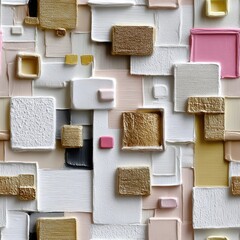 Close-up view of an abstract artwork showcasing pastel colors and delicate gold highlights that bring tranquility and beauty to any space SEAMLESS PATTERN