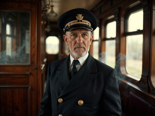 Train Conductor in Vintage Uniform