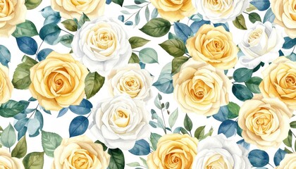 Floral pattern with roses and leaves