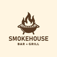 Smokehouse Bar & Grill BBQ Logo Vector