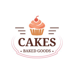 Cakes Baked Goods Bakery Cupcake Vector Logo