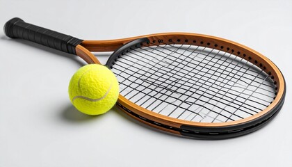 tennis racket and ball on white