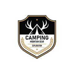 Camping Mountain Gear Exploration Vector Shield