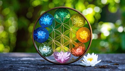 Flower of Life, colorful, crystals, nature