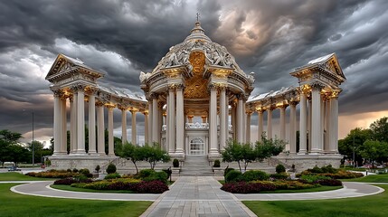 Obraz premium Grand neoclassical design facing epic landscape high resolution photo
