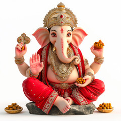lord ganesha sculpture on white background