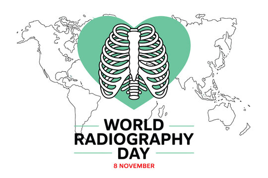 World Radiography Day Ribcage Heart on World Map radiology