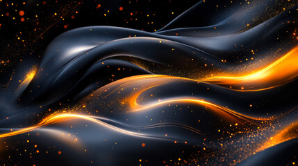 Elegant waves of golden light swirl gracefully against a dark backdrop, creating a mesmerizing visual spectacle