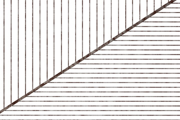 Abstract digital artwork featuring a diagonal split, revealing two textures of parallel lines in...