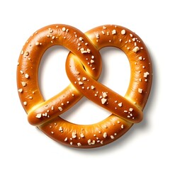 Salted Pretzel Isolated on White Background – Traditional Baked Snack Food Image

