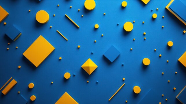 Abstract Composition of Yellow and Blue Geometric Shapes