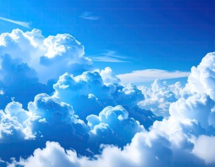 Fluffy clouds against a vibrant blue sky