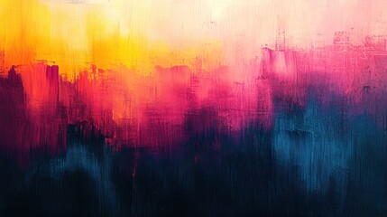 Naklejka premium Abstract Canvas Painting with Yellow, Red, and Blue Paint Strokes