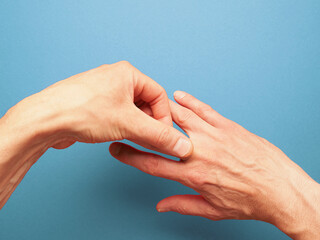 Hand position for mudra no. 2 in Jin Shin Jyutsu, alternative healing method or self-help concept