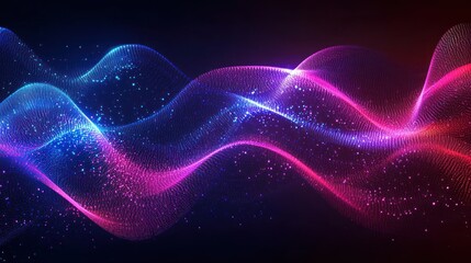 Fototapeta premium Abstract Digital Wave with Pink and Blue Glowing Lights