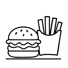 burger and fries vector