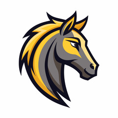 Horse head profile graphic with yellow mane and grey face vector