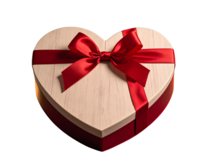 Elegant heart-shaped gift box with red ribbon