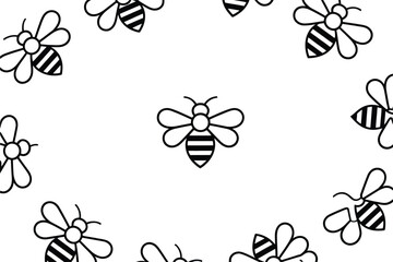 Simple honeybee pattern creates a bright and delightful background with a white backdrop, great for spring or summer designs.