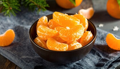 Freshly sliced mandarin oranges in a bowl
