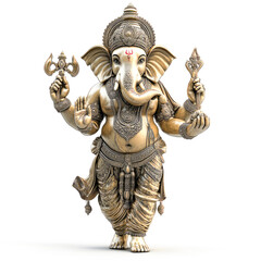 lord ganesha sculpture standing on white background