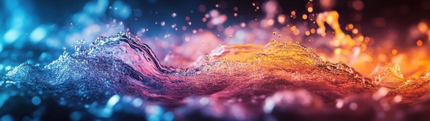 Fototapeta premium Abstract Liquid Ripples with Blue and Orange Light