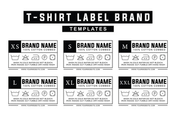 Minimalist T-Shirt Label Templates. Editable Clothing Tag Design for Apparel Branding