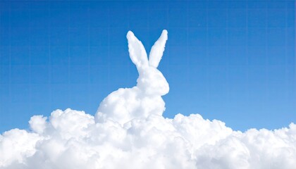 Fluffy white rabbit cloud on a clear blue sky