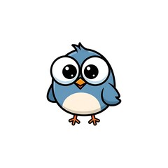 Obraz premium Cartoon bird illustration cute blue bird vector image adorable bird graphic design art