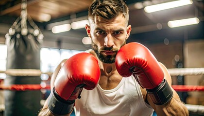 Focused boxer in the ring