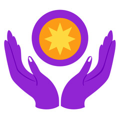 Fototapeta premium a pair of vibrant purple hands gently cradling