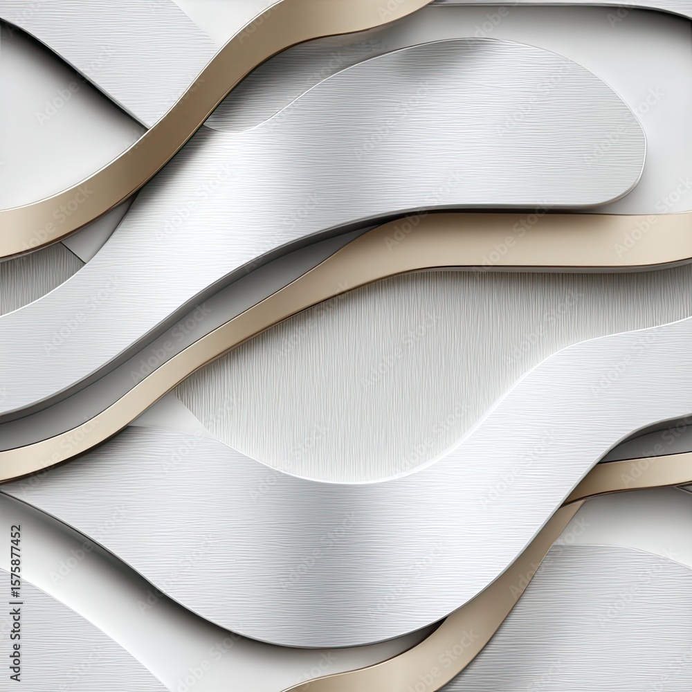 Poster visual representation showcases a silver and gold abstract background created with wavy textures and
