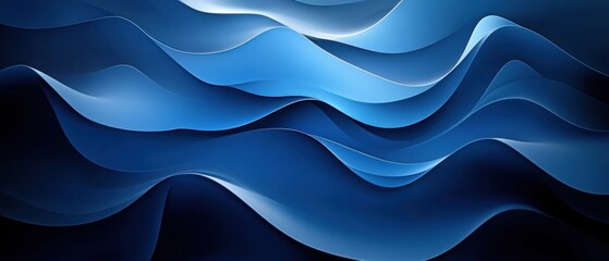 Obraz premium Abstract Blue Wavy Lines with Depth and Shadows