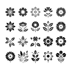set of floral design elements