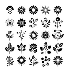 set of black and white flowers