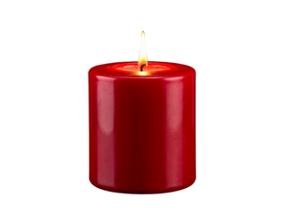 Elegant red candle with a flickering flame 