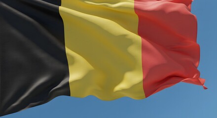 Fototapeta premium Belgium Flag HD: Proudly Flying Under Blue Sky