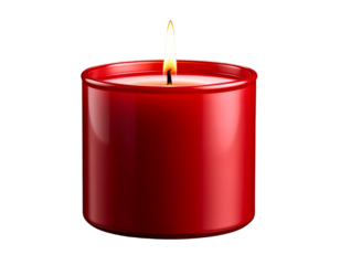 Elegant red candle with a flickering flame