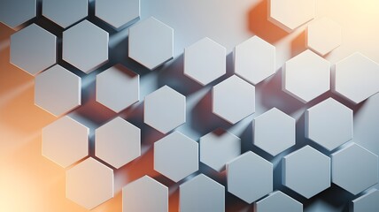 Hexagonal Harmony: A seamless composition of repeating hexagonal tiles, a modern interpretation of structure, with an interplay of light and shadow.