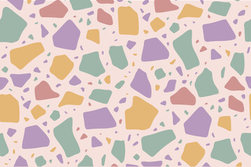 Gentle terrazzo pattern with pastel hues creates a simple and visually appealing background perfect for various design projects.
